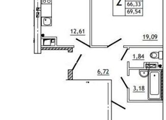 Продажа 2-комнатной квартиры, 69.8 м2, деревня Алтуховка