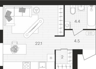 Продам квартиру студию, 32.9 м2, посёлок Мичуринский, Выставочная улица