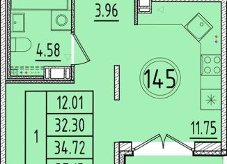 Продам 1-ком. квартиру, 32.3 м2, Санкт-Петербург