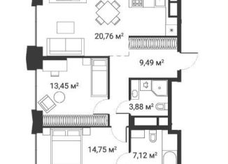 Продаю двухкомнатную квартиру, 69.5 м2, Москва, Нагатинская улица, к2вл1