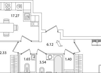 Продается 2-ком. квартира, 55.5 м2, Санкт-Петербург, улица Тамбасова, 5Н, метро Проспект Ветеранов