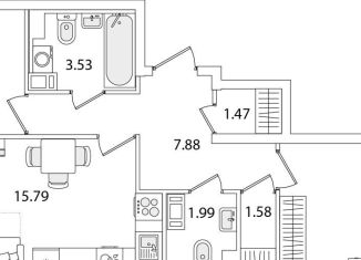 2-ком. квартира на продажу, 58.1 м2, Санкт-Петербург, муниципальный округ Сосновая Поляна, улица Тамбасова, 5Н