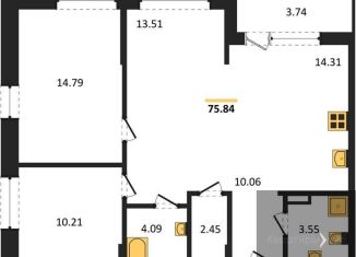 2-ком. квартира на продажу, 75.8 м2, Воронеж, Коминтерновский район