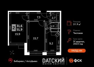 Продается двухкомнатная квартира, 51.9 м2, Московская область, улица Полковника Романова, 11