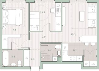 Продаю 2-комнатную квартиру, 61.3 м2, Москва, метро Мичуринский проспект