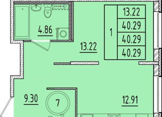 Продам 1-ком. квартиру, 40.3 м2, посёлок Шушары