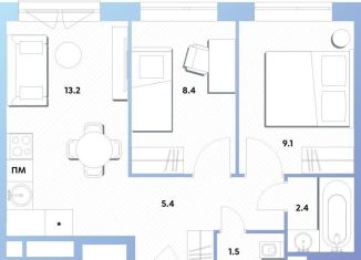 2-ком. квартира на продажу, 40 м2, Москва, ЖК Баланс