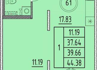 Продаю 1-комнатную квартиру, 37.6 м2, посёлок Шушары