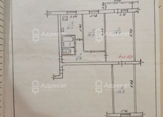 Трехкомнатная квартира на продажу, 59.5 м2, Волгоград, улица Генерала Штеменко, 45