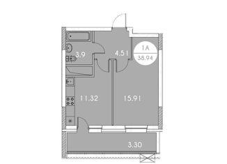 Продажа 1-комнатной квартиры, 38.9 м2, Татарстан