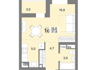 Продаю квартиру студию, 31.6 м2, Екатеринбург, метро Чкаловская, Монтёрская улица, 4