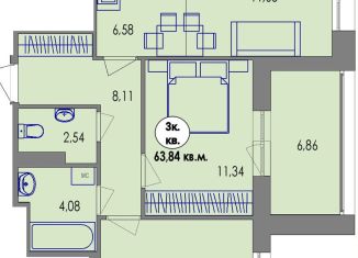 Продам трехкомнатную квартиру, 64.1 м2, Петрозаводск, район Древлянка