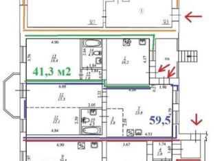 Продажа 1-комнатной квартиры, 59.5 м2, Воронеж, улица Декабристов, 32