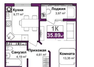 Продажа 1-ком. квартиры, 35.9 м2, Симферополь, ЖК Город Мира