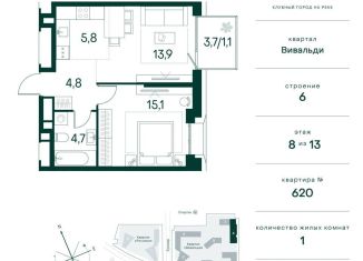 Продаю 1-комнатную квартиру, 45.4 м2, Москва, СЗАО