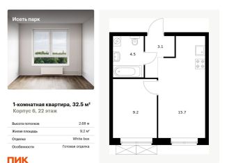 Продается 1-комнатная квартира, 32.5 м2, Екатеринбург, метро Чкаловская, жилой комплекс Исеть Парк, 6