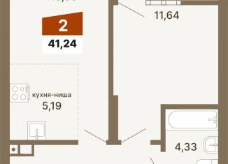 Продажа однокомнатной квартиры, 41.2 м2, Екатеринбург