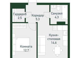 Продам однокомнатную квартиру, 40.4 м2, посёлок Западный, Спортивная улица