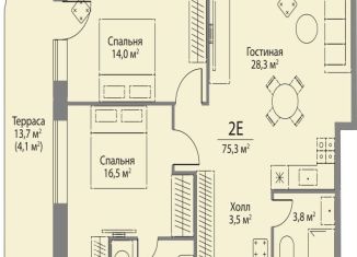 Продается 2-комнатная квартира, 75.3 м2, Москва, ЗАО, улица Лобачевского, 124к3А