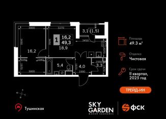 Продажа 1-комнатной квартиры, 49.3 м2, Москва, район Покровское-Стрешнево