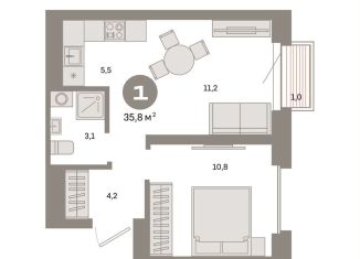 Однокомнатная квартира на продажу, 35.8 м2, Москва, станция Бульвар Рокоссовского, Тагильская улица, 6/5