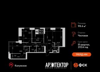 4-ком. квартира на продажу, 98.6 м2, Москва, метро Калужская, жилой комплекс Архитектор, к2