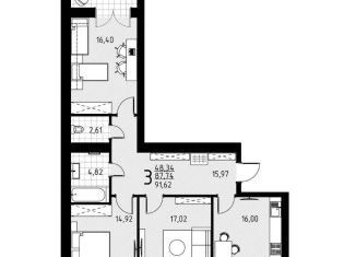 Продаю 3-ком. квартиру, 87.7 м2, Энгельс, Одесская улица, 87