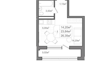 Квартира на продажу студия, 26.4 м2, Волгоградская область, улица Чебышева, 38/1