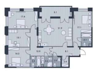 Продажа 4-ком. квартиры, 139.5 м2, Москва, метро Калужская, жилой комплекс Эвер, 1