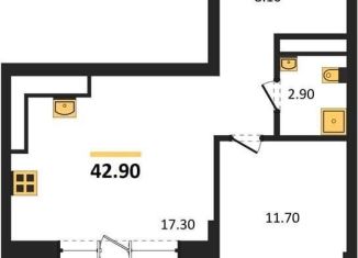 Продаю однокомнатную квартиру, 42.9 м2, Воронеж, Железнодорожный район