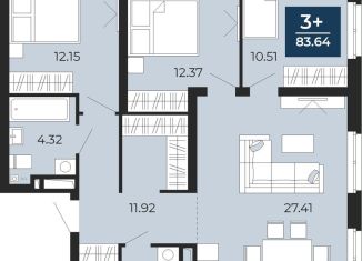 Продаю 3-ком. квартиру, 83.6 м2, Тюмень