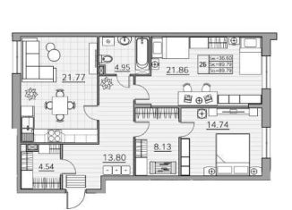 Продам 2-ком. квартиру, 89.8 м2, Казань, ЖК Времена года