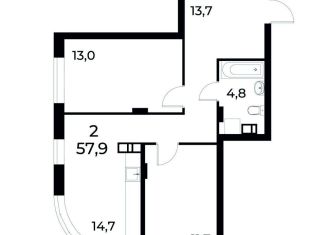 Продам 2-ком. квартиру, 58.2 м2, Нижний Новгород, улица Коперника