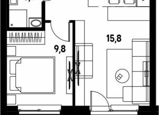 2-комнатная квартира на продажу, 38.1 м2, деревня Кондратово, улица Улановой, 7