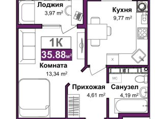 Продаю 1-комнатную квартиру, 33.9 м2, Симферополь, ЖК Город Мира