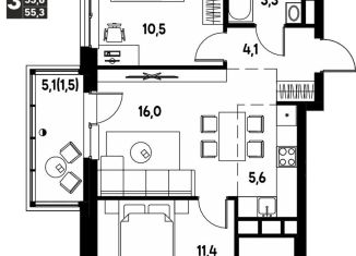 Продам трехкомнатную квартиру, 55.3 м2, деревня Кондратово, улица Улановой, 7