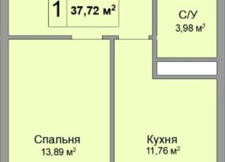 Продажа однокомнатной квартиры, 37.5 м2, Нальчик, улица Головко, 200