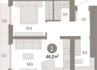 Однокомнатная квартира на продажу, 46 м2, Екатеринбург, метро Чкаловская, улица Академика Ландау, 9