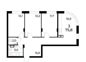 3-комнатная квартира на продажу, 75.5 м2, Нижегородская область, улица Коперника