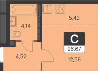 Продаю квартиру студию, 26.7 м2, Екатеринбург, метро Чкаловская, улица Академика Ландау, 37