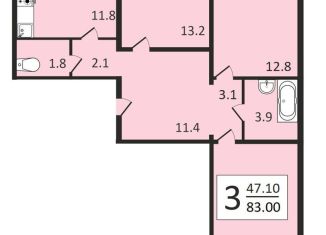 Продается 3-ком. квартира, 83.1 м2, Воронеж, улица Загоровского, 9/2