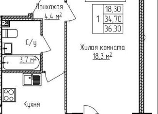 Продажа 1-комнатной квартиры, 36.3 м2, деревня Карабиха