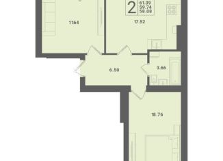 Продаю 2-ком. квартиру, 61.4 м2, Калининградская область