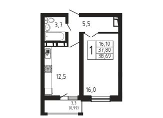 Продается 1-комнатная квартира, 38.7 м2, Новороссийск, проспект Ленина, 111к3