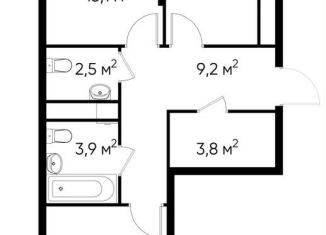 Продается 2-комнатная квартира, 59.2 м2, деревня Рассказовка, деревня Рассказовка, 1