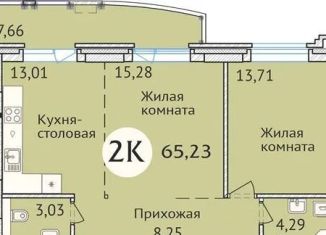 Продается 2-комнатная квартира, 65.4 м2, Новосибирская область, улица Дуси Ковальчук, 248/1