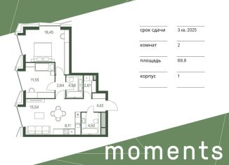 Продается двухкомнатная квартира, 69.9 м2, Москва, 3-й Красногорский проезд, 5