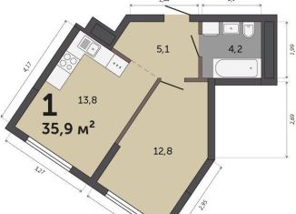 Продаю однокомнатную квартиру, 35.9 м2, Екатеринбург, метро Машиностроителей