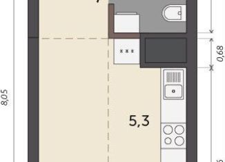 Продам квартиру студию, 26.7 м2, Екатеринбург, метро Машиностроителей