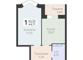 Продается 1-комнатная квартира, 44.7 м2, Орловская область, улица Панчука, 83